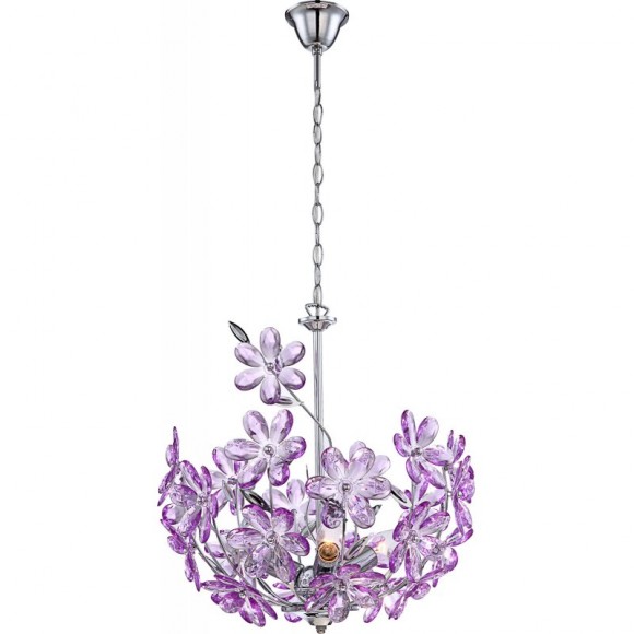 Globo 5141 Pendelleuchte Purple 3x40W | E14 - chrom, Acryl-Kristalle, violett