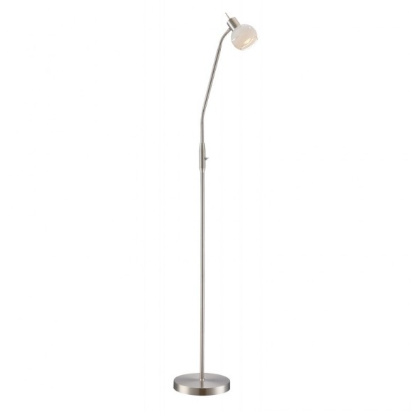 Globo 54341-1S Stehlampe Elliott 1x5W | E14 LED | 320lm | 3000K - inklusive Leuchtmitteln, Schalter auf dem Körper, flexible, matt Nickel, Glas