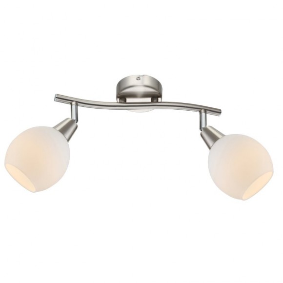 Globo 54351-2 Deckenleuchte Spotleuchte Elliott 2x3W | E14 LED | 320lm | 3000K - inklusive Leuchtmitteln, Opal, Nickel, matt