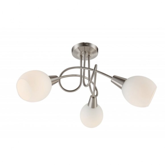 Globo 54351-3 Deckenleuchte Elliott 3x3W | E14 LED | 480lm | 3000K - inklusive Leuchtmitteln, Opal, matt, Nickel