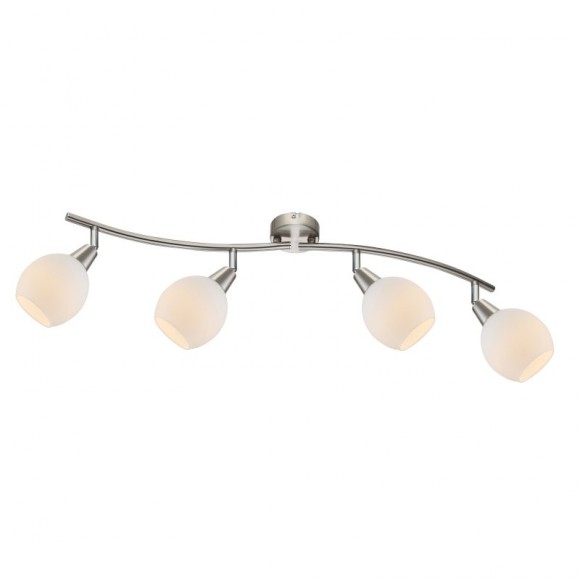 Globo 54351-4 Deckenleuchte Spotleuchte Elliott 4x3W | E14 LED |160lm | 3000K - inklusive Leuchtmittel, opal, matt, Nickel
