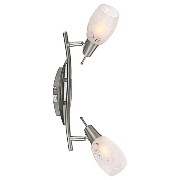 Globo 54984-2 Wand- oder Deckenleuchte 2x40W | E14 - chrom, Nickel matt, Opalglas