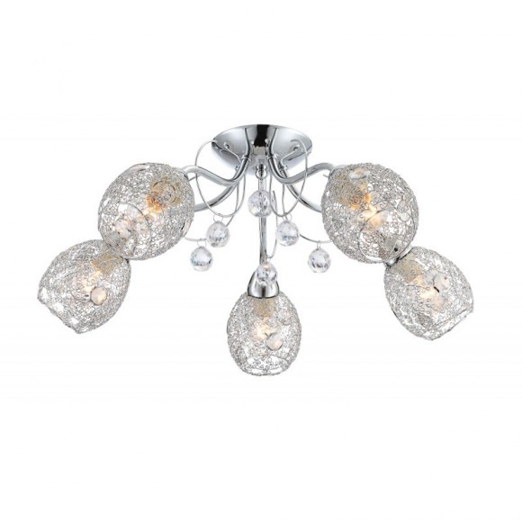 Globo 56689-5 Pendelleuchte Kordula 1x40W | E14 - chrom, Kristall, transparent