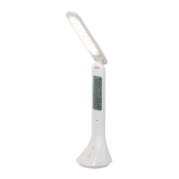 Globo 58329W LED Tischleuchte Tyrell 1x4W | 195lm | 4000K - Touchdimmer Schaltkontakt, Kalender, Wecker, weiß