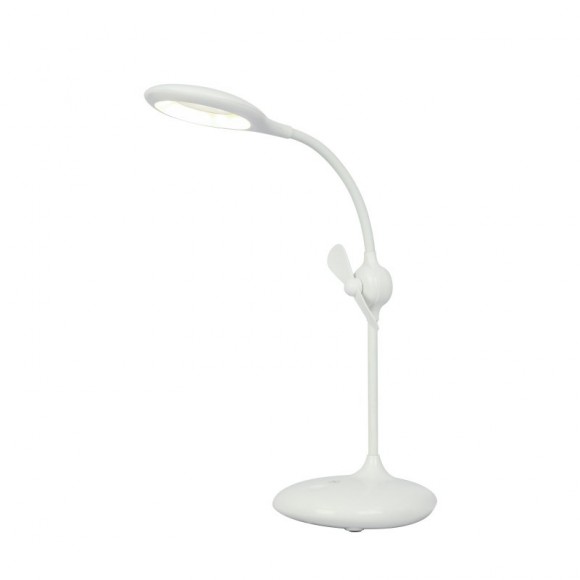 Globo 58347W LED Tischleuchte Stannis 1x3W | 11-164lm | 4000K - flexibler Arm, Ventilator, Touchdimmer, Touch-Schalter, USB, weiß