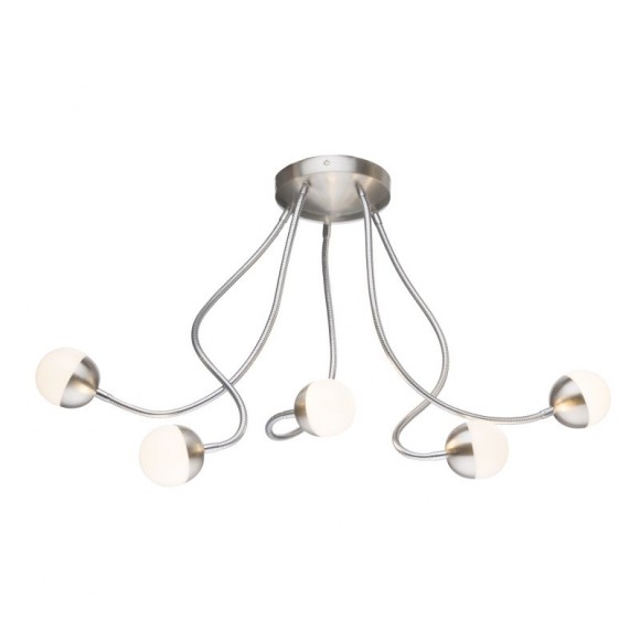 Globo 24134-5D LED Deckenleuchte Roslin 5x5W | 2350lm | 3000K - flexibler Arm, Nickel, matt