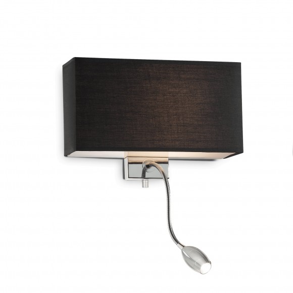 Ideal Lux 035956 LED Wandleuchte mit Richtungsleuchte 1x60W Nero Hotel | E27 - schwarz