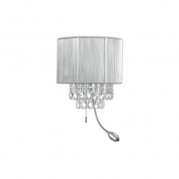 Ideal Lux 122588 Wandleuchte mit Richtungsleuchte 1x40W Argento Opera | E14 und 1x1W - grau