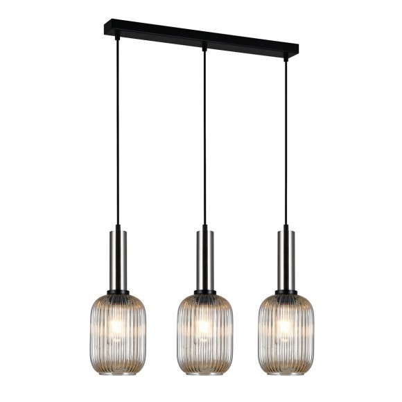 Italux PND-5588-3M-SC + AMB Pendelleuchte Antiola 3x40W | E27 - Nickel, satiniert, Bernstein