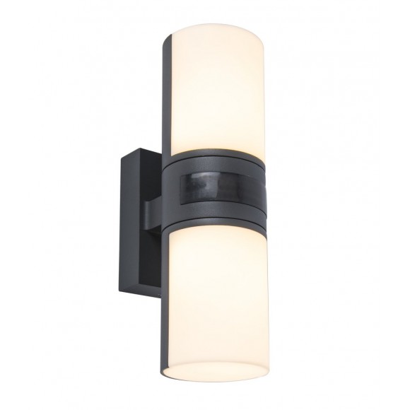 Lutec 5198102118 LED Außenwandleuchte mit Bewegungssensor Cyra 1X15W | 3000K | IP54 - 2 rotierende Köpfe