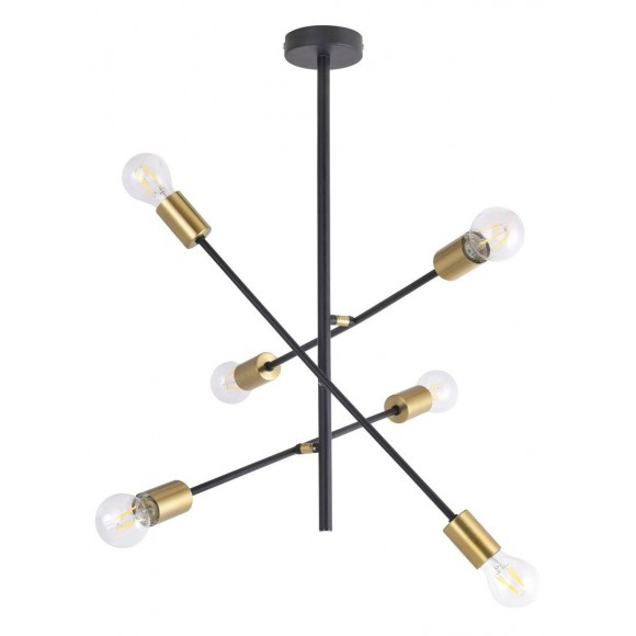 * Rabalux 2104 Lanny Hängeleuchte E27 6x15W Schwarz / Gold