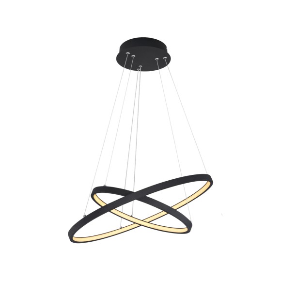 Globo 67192-42B LED Pendelleuchte Ralph 1x42W | 1500lm | 3000K - dimmbar, Memoryfunktion, schwarz, opal