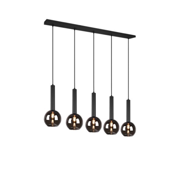 Trio 310300532 hängende Deckenleuchte Clayton 5x28W | E27 - höhenverstellbar, schwarz