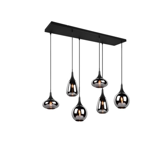 Trio 317000632 Pendelleuchte Lumina 6x40W | E14 - höhenverstellbar, schwarz, chrom