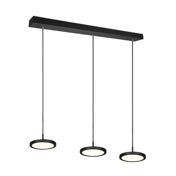 Trio 340910332 LED-Deckenpendelleuchte Tray 3x10W | 3600lm | 3000K - höhenverstellbar, dimmbar, schwarz