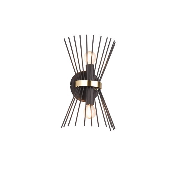 Trio R21532080 Wandleuchte Stab 2x40W | E14 | IP20 - Ober- und Unterlicht, schwarz-gold