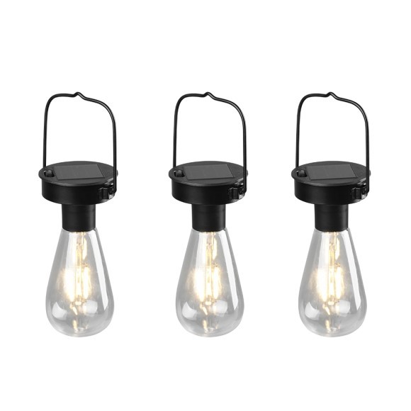 Trio R35146132 LED Solar Außenpendelleuchten Set Campus 3x0,1W | IP44 - 3er-Set, schwarz
