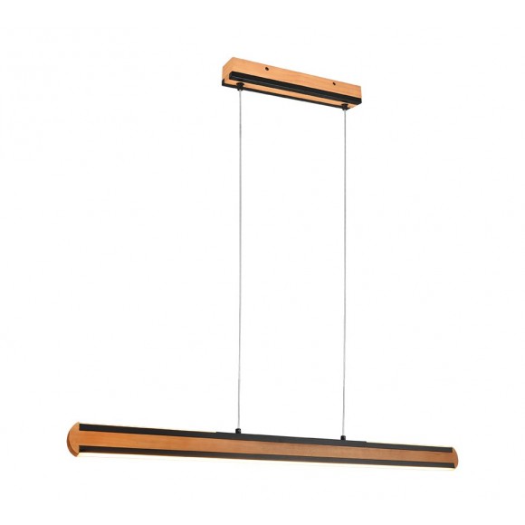 Trio 326610232 LED Hängende Deckenleuchte Deacon 1X40W | 3200lm | 2700-6000K - verstellbare Höhe, Speicherfunktion, dimmbar, schwarz, Holz