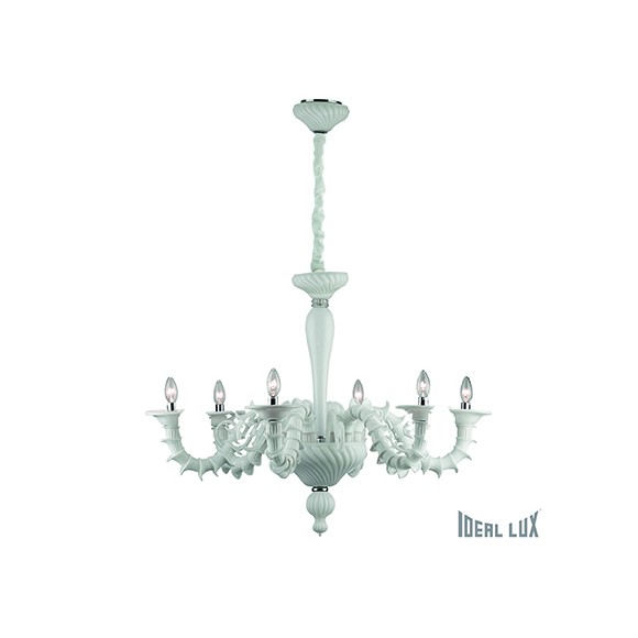 Ideal Lux Hängeleuchte - Kronleuchter CA 6x40W E14 - weiß
