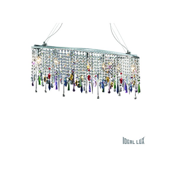 Ideal Lux Hängeleuchte - Pendelleuchte LoveR 7x40W E14 - chrom/rot/blau/grün/gelb