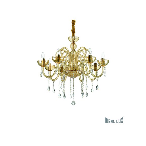Ideal Lux Hängeleuchte - Ideal Lux Pendelleuchte Canaletto Ambra 8x40W E14 - Bernstein