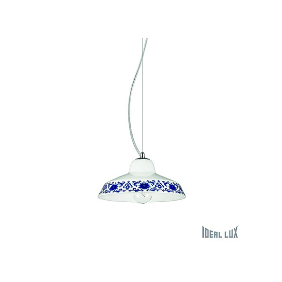 Ideal Lux Hängeleuchte - Ideal Lux Kronleuchter BASSANO 1x40W E14 - chrom/weiß/blau